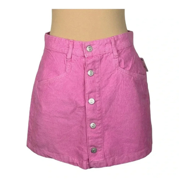 Free People Ray Corduroy Mini‎ Skirt Pink Size 8 New - Picture 6 of 12